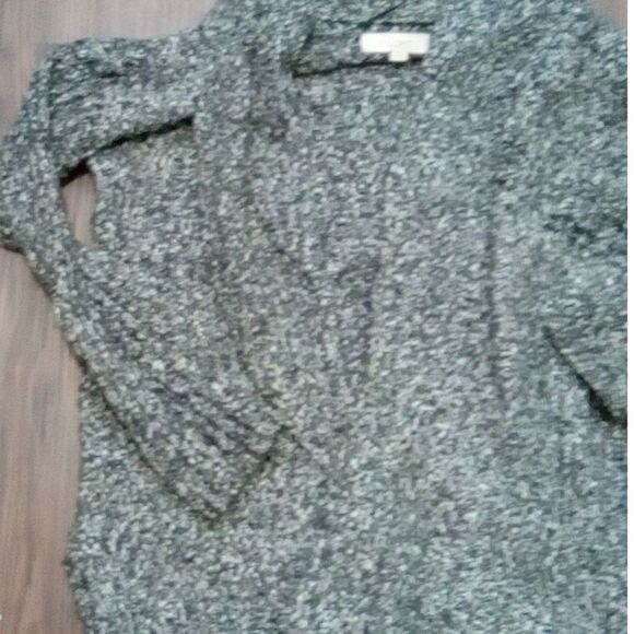 Loft Sweater Womens Size Small Open Front Cardigan Black White Cotton Blend - Picture 3 of 6